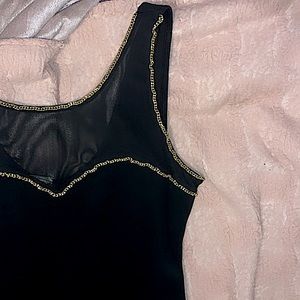 Little Black Dress With Gold & Mesh Details